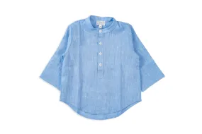 Adam Light Blue Linen Italian Button Up Shirt