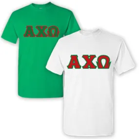 Alpha Chi Omega Lettered T-Shirt, 2-Pack Bundle Deal - G500 (2) - TWILL