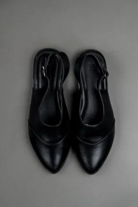 Black Leather Slingback Loafers