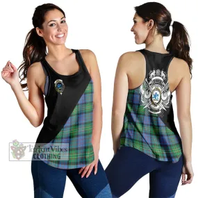 Bowie Ancient Tartan Women's Racerback Tanks with Family Crest and Military Logo Style