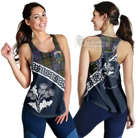 Bowie Tartan Women's Racerback Tanks Featuring Thistle and Scotland Map