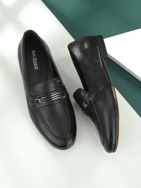 Hedwig Black Textured Slip-Ons