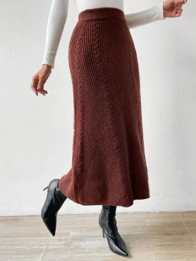 Parien Solid High Waist A-line Knit Skirt